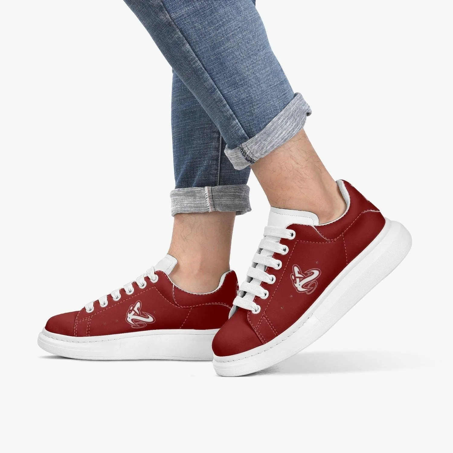 Athletic Apparatus Red Lifestyle Low-Top Leather Sneakers