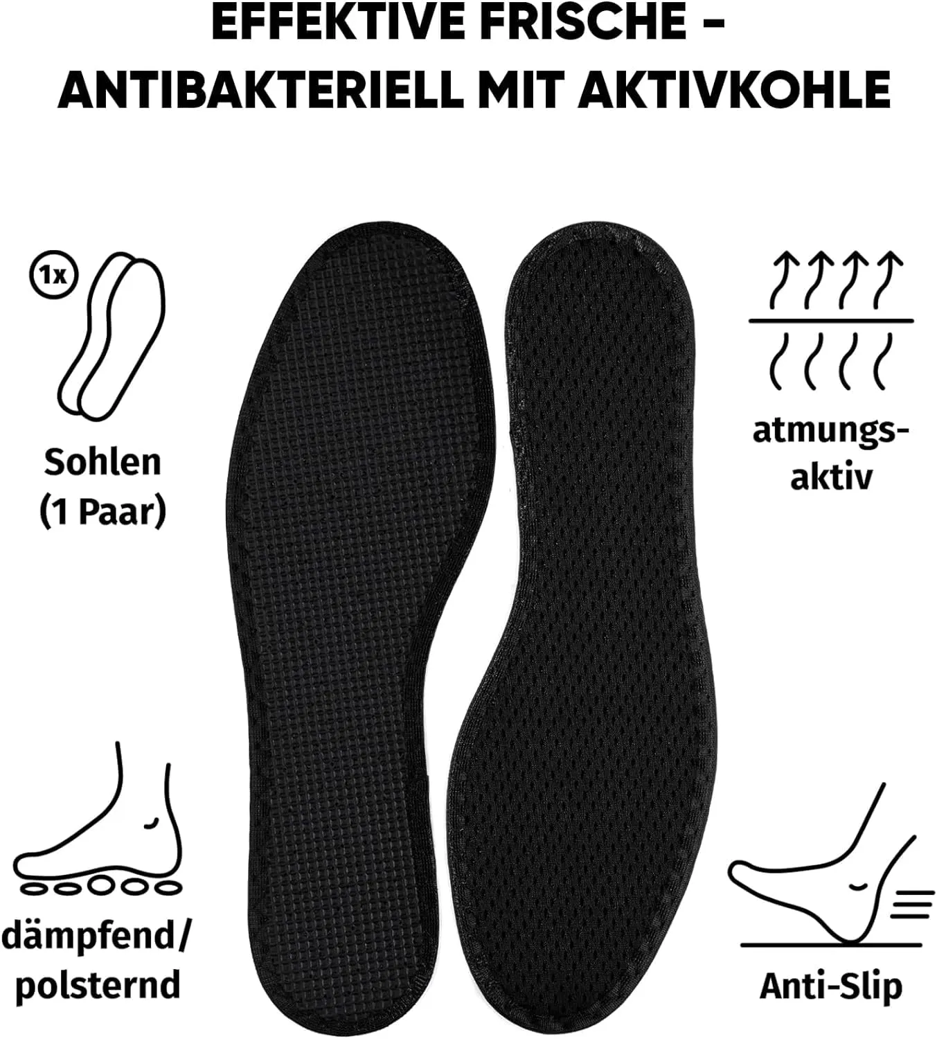 Bama Fresh Deo Active unisex insole, hygienic activated carbon shoe insole - breathable formula, comfortable and effective against odors, 1 pair/3 pairs 40/41 pack of 1