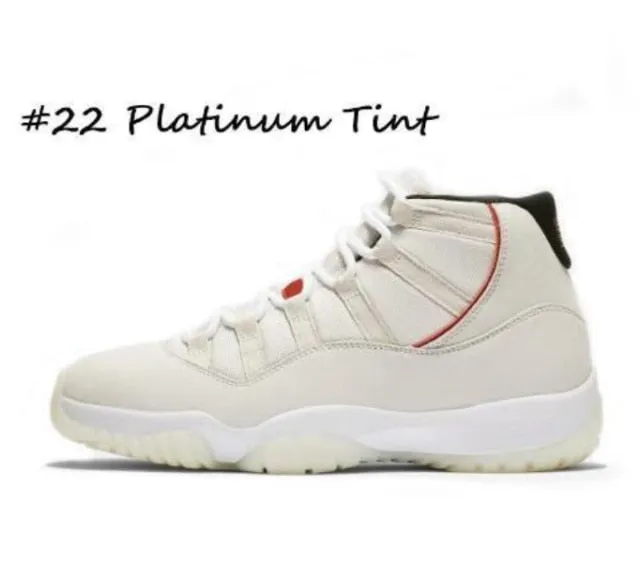 New 11 11s Mens Basketball Shoes 25th Anniversary Low Bred Concord 45 Cap and Gown 72-10 White Metallic Silver Sneakers